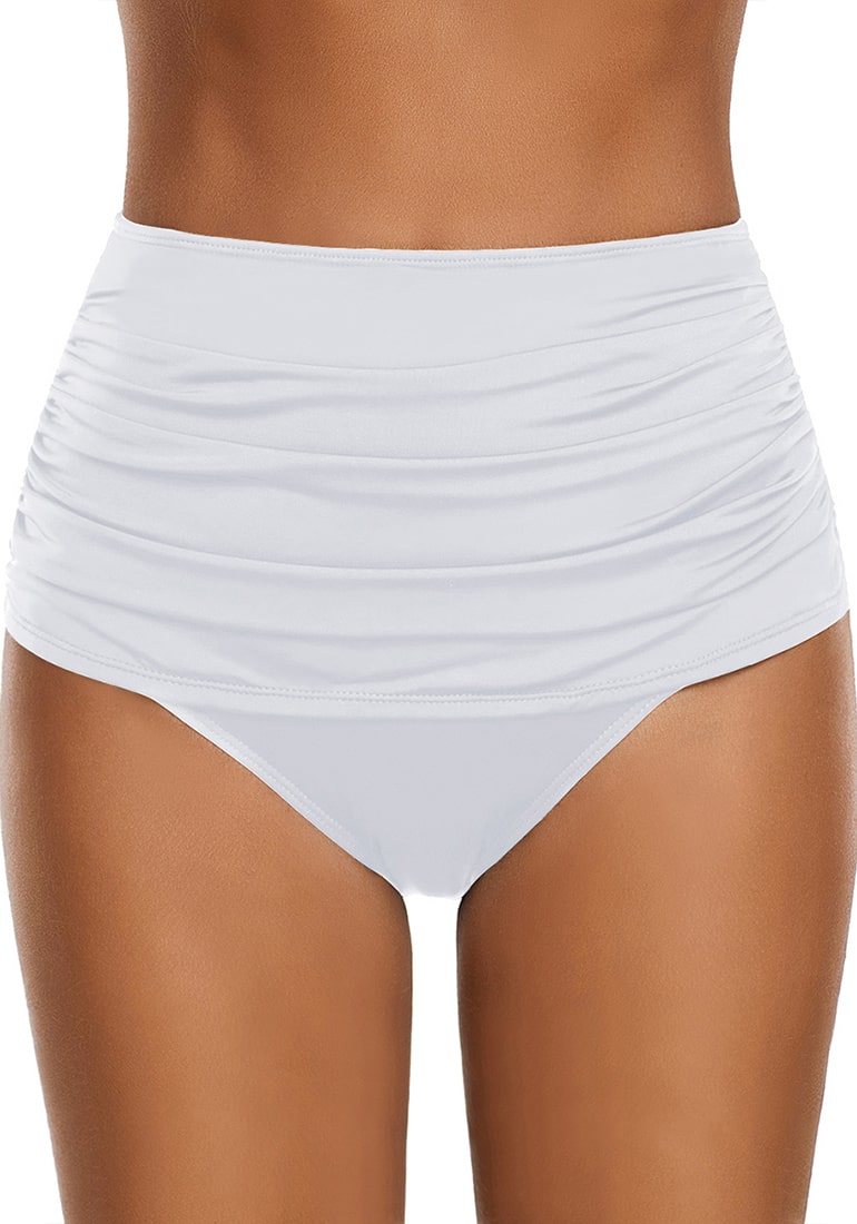 Women High Waist Ruched Swim Bottom